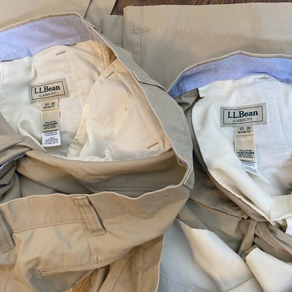 (2) L.L. Bean Classic Fit khaki pants NWT size 38 X 32 mens 100% cotton Lot of 2 - Picture 4 of 6